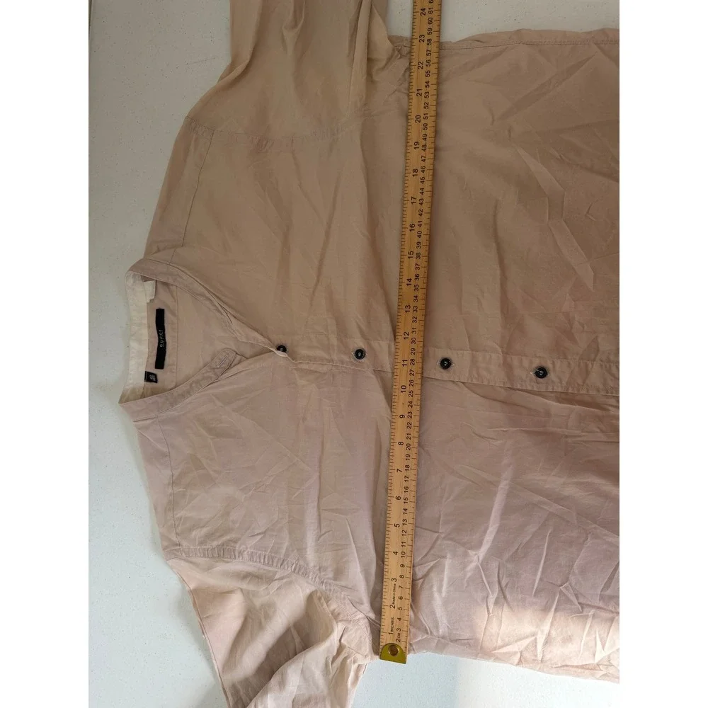 Gucci Mens Beige Band Collar Long Sleeve Button Down Shirt Made in Italy 42 16.5